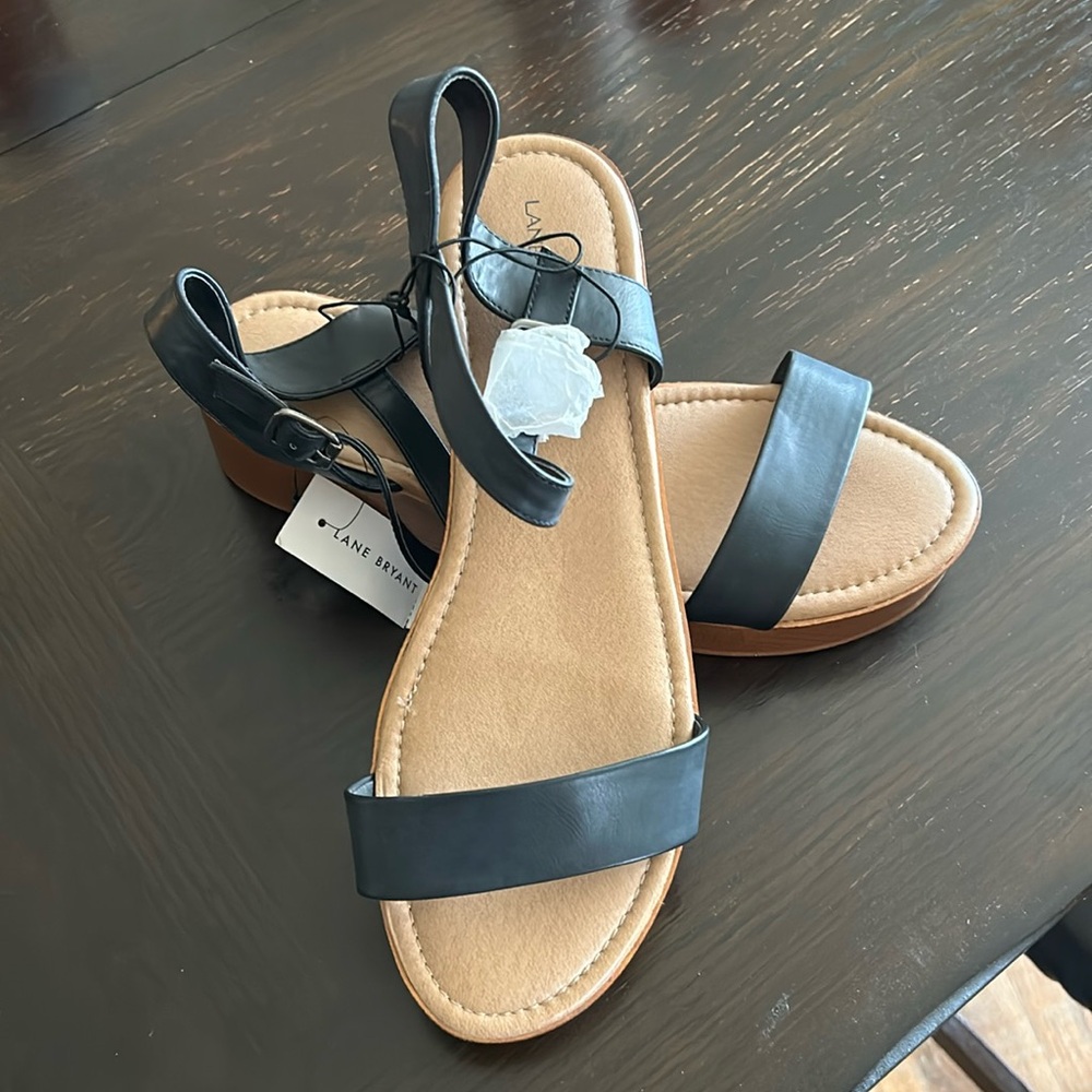 Lane Bryant Faux Leather Strappy Platform Sandals